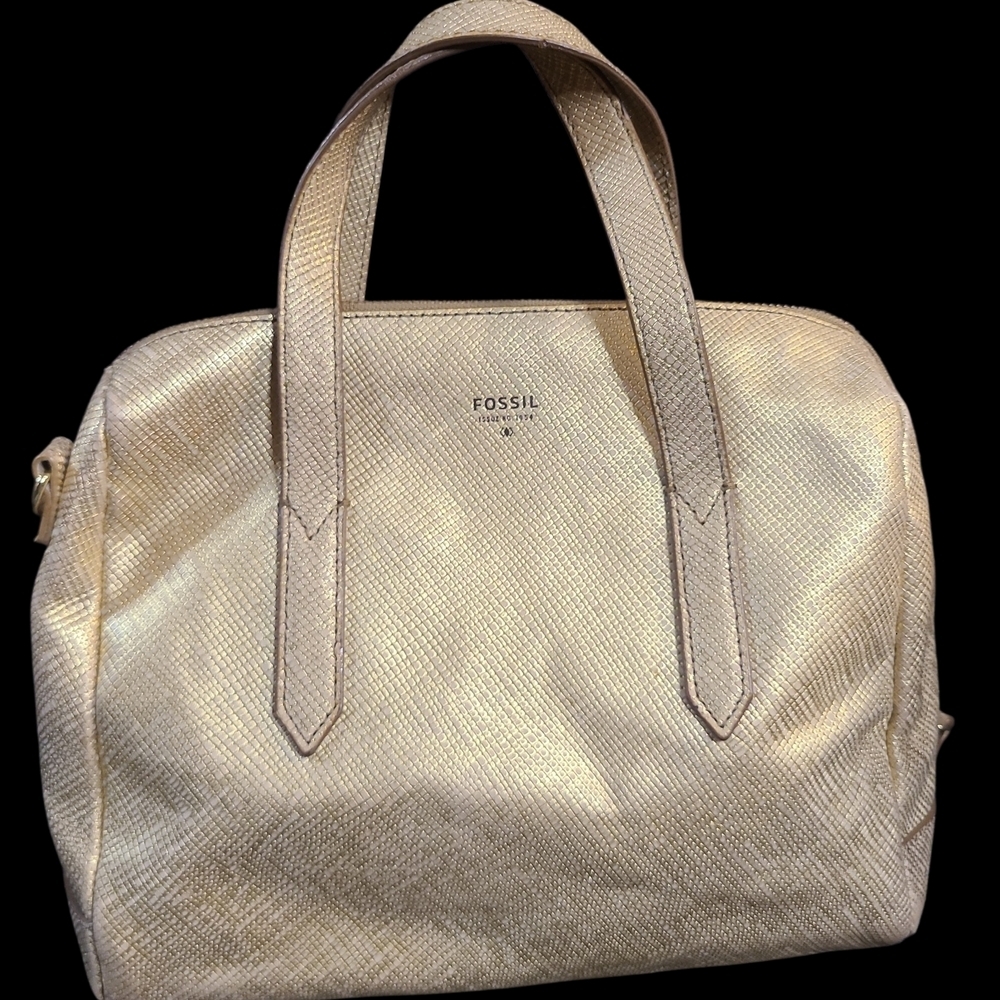 Fossil Metallic Gold Leather Satchel